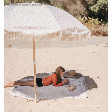 Fashionable Custom Flag Printed Beach Garden Umbrella with Tassel